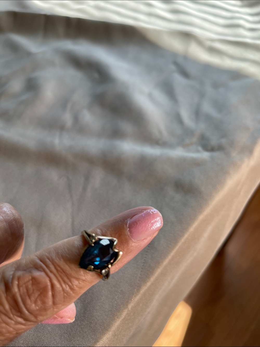 Vintage Dasun Elegant Blue with 2 stones 10K Gold Ring - Picture 16 of 16